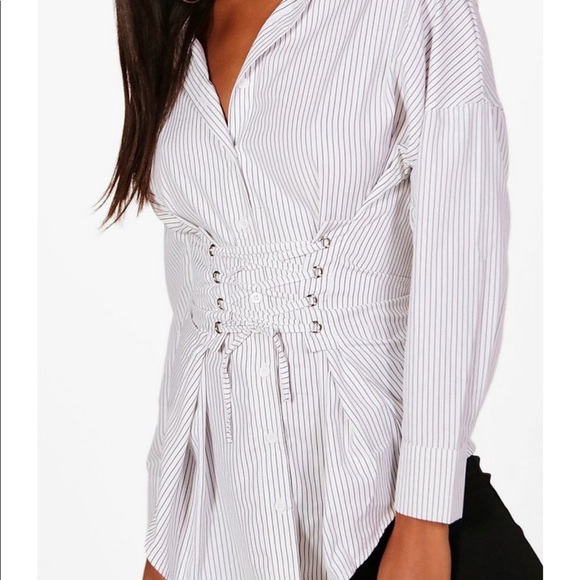 Stripe Corset Front Shirt - Picture 2 of 8